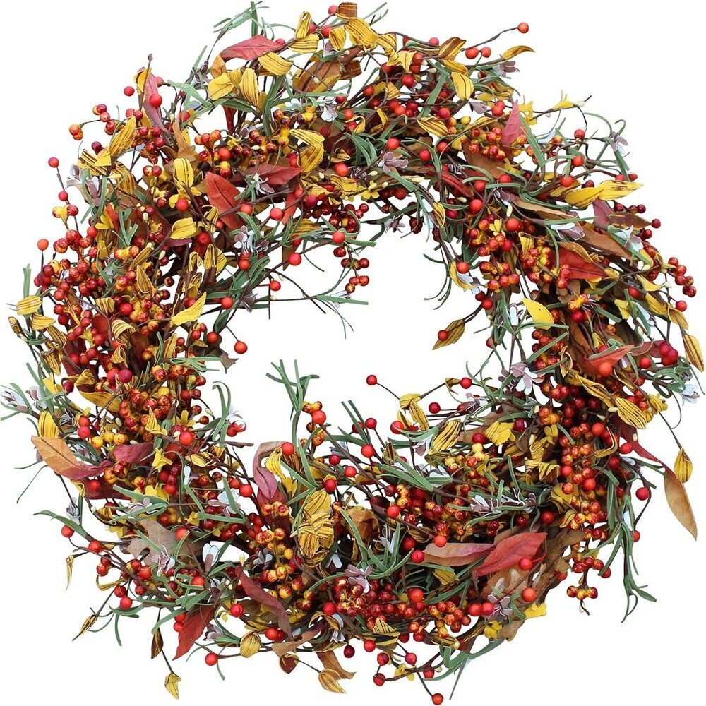 Appalachia Berry Silk Fall Door Wreath 24 inch, Handcrafted, Designed in , Full - Picture 1 of 9